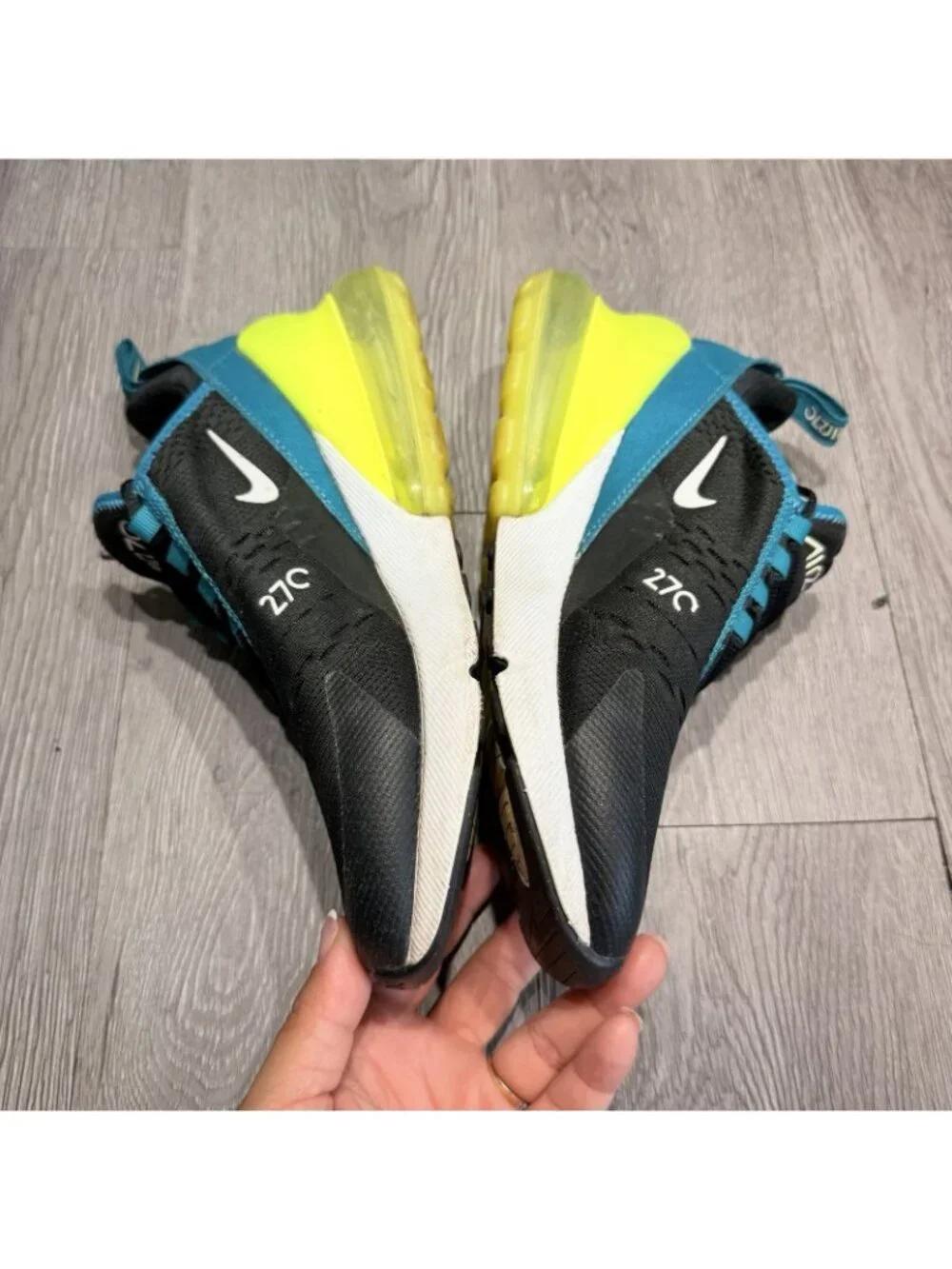 NIKE Air Max 270 GS Black White Teal / Spruce Shoes 943345-026 Size US 5.5Y